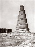 The Minaret of Samarra, also known as the Malwiya Minaret or Malwiya Tower is part of the Great Mosque of Samarra in Samarra, Iraq. The mosque is one of the largest in the world, and was built by the Abbasid caliph Al-Mutawakkil.<br/><br/>

The minaret was originally connected to the mosque by a bridge. The minaret or tower was constructed in 848 – 852 out of sandstone, and is unique among other minarets because of its ascending spiral conical design. 52 meters high and 33 meters wide at the base, the spiral contains stairs reaching to the top.<br/><br/>

The word ‘malwiya’ translates as ‘snail shell’. Unlike most minarets, the Malwiya was not used for the call to prayer, as its height made it impractical for such use. However, it is visible from a considerable distance in the area around Samarra and therefore may have been designed as a strong visual statement of the presence of Islam in the Tigris Valley.