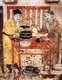 China: Two men preparing tea in a mural in the tomb of Zhang Shiqing, Xuanhua, Hebei, Liao Dynasty (1093-1117).