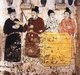 China: People preparing for a religious ceremony in a mural in the tomb of Zhang Shiqing, Xuanhua, Hebei, Liao Dynasty (1093-1117).