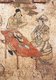 China: A lady feasting in a mural in the tomb of Han Shixun, Xuanhua, Hebei, Liao Dynasty (1093-1117).