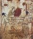 China: Domestic scene (detail) in a mural in the tomb of Han Shixun, Xuanhua, Hebei, Liao Dynasty (1093-1117).