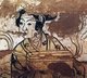 China: Preparing sutras for a religious ceremony (detail) in a mural in the tomb of Han Shixun, Xuanhua, Hebei, Liao Dynasty (1093-1117).